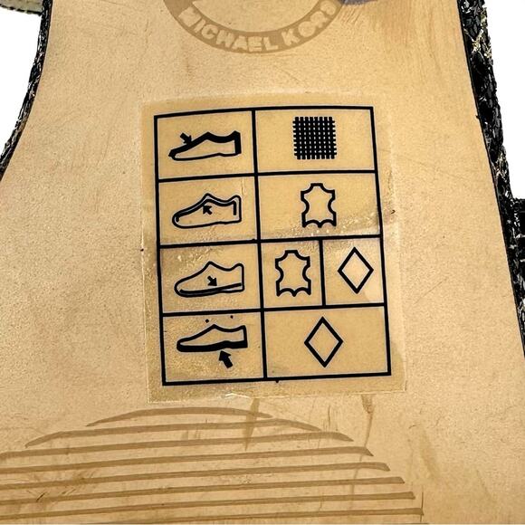 Michael Kors Evie Stiletto Heel Sandal Sz 8.5 Black/Gold Platform Spark Glitter - Picture 6 of 16